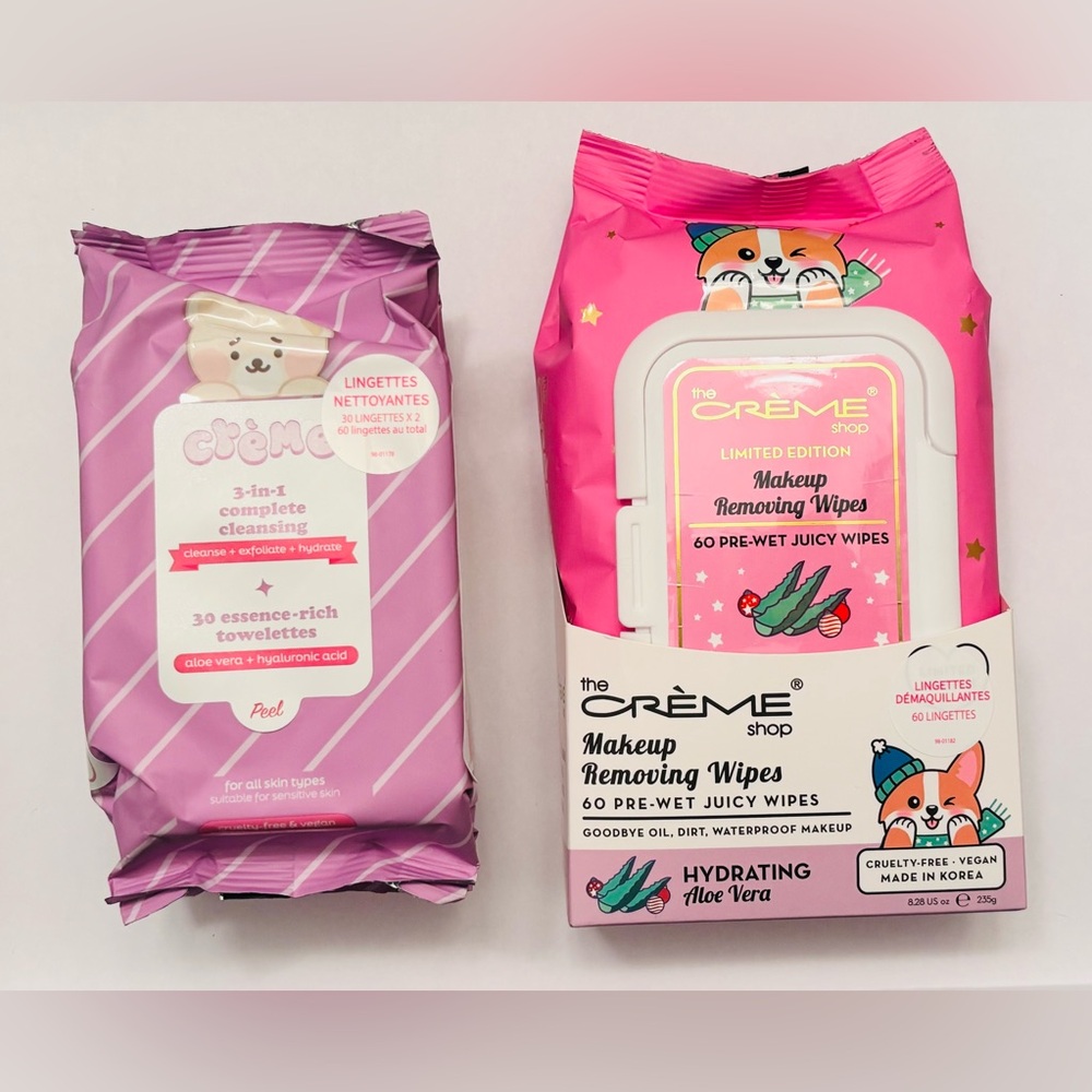 Limited Edition The Crème Shop Set of Makeup Removing Hydrating Facial Wipes